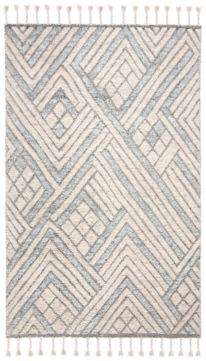 Casablanca 409 Hand Knotted 80% Wool 20% Viscose Bohemian Rug Grey / Ivory 80% Wool 20% Viscose CSB409A-5