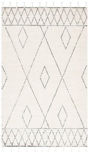 Casablanca 492 With Tassel Bohemian Hand Woven 100% Wool Pile Rug Ivory / Black