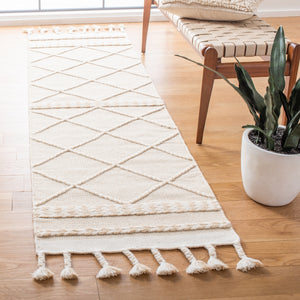 Casablanca 575 With Tassel Handloomed 80% Wool, 20% Cotton Bohemian Rug Beige / Ivory 80% WOOL, 20% COTTON CSB575B-28