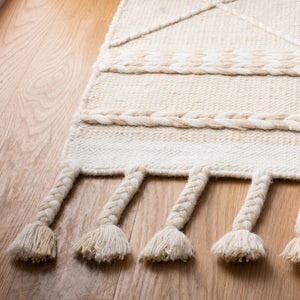 Casablanca 575 With Tassel Handloomed 80% Wool, 20% Cotton Bohemian Rug Beige / Ivory 80% WOOL, 20% COTTON CSB575B-5