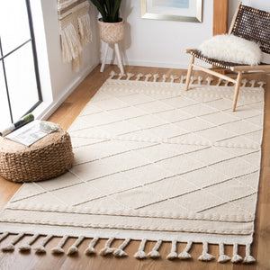 Casablanca 575 With Tassel Handloomed 80% Wool, 20% Cotton Bohemian Rug Beige / Ivory 80% WOOL, 20% COTTON CSB575B-5