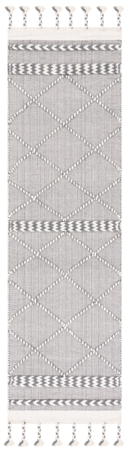 Casablanca 575 With Tassel Handloomed 80% Wool, 20% Cotton Bohemian Rug Grey / Ivory 80% WOOL, 20% COTTON CSB575F-28