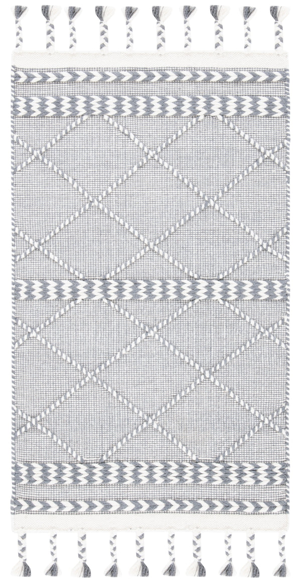 Casablanca 575 With Tassel Handloomed 80% Wool, 20% Cotton Bohemian Rug Grey / Ivory 80% WOOL, 20% COTTON CSB575F-3