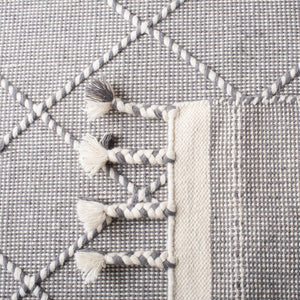 Casablanca 575 With Tassel Handloomed 80% Wool, 20% Cotton Bohemian Rug Grey / Ivory 80% WOOL, 20% COTTON CSB575F-5