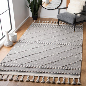 Casablanca 575 With Tassel Handloomed 80% Wool, 20% Cotton Bohemian Rug Grey / Ivory 80% WOOL, 20% COTTON CSB575F-5