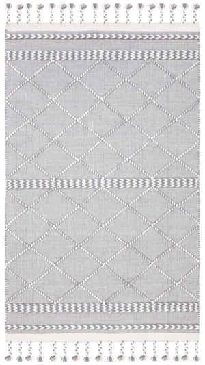 Casablanca 575 With Tassel Handloomed 80% Wool, 20% Cotton Bohemian Rug Grey / Ivory 80% WOOL, 20% COTTON CSB575F-5