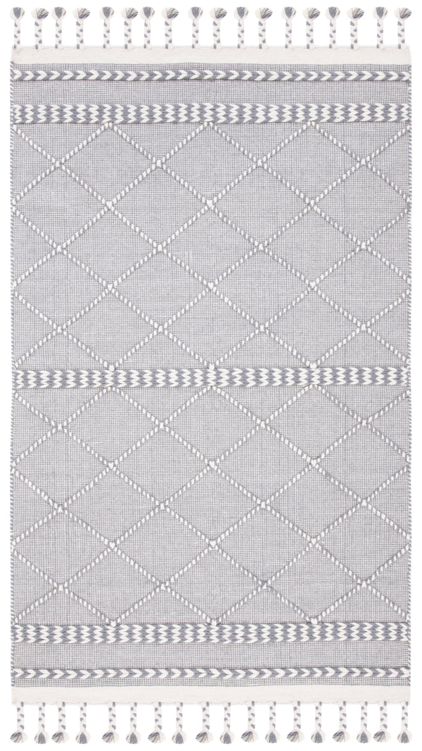 Casablanca 575 With Tassel Handloomed 80% Wool, 20% Cotton Bohemian Rug Grey / Ivory 80% WOOL, 20% COTTON CSB575F-5