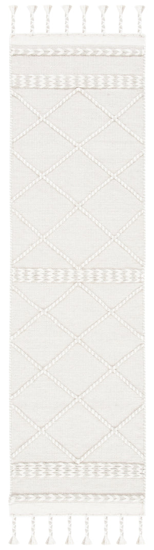 Casablanca 575 With Tassel Handloomed 80% Wool, 20% Cotton Bohemian Rug Silver / Ivory 80% WOOL, 20% COTTON CSB575G-28