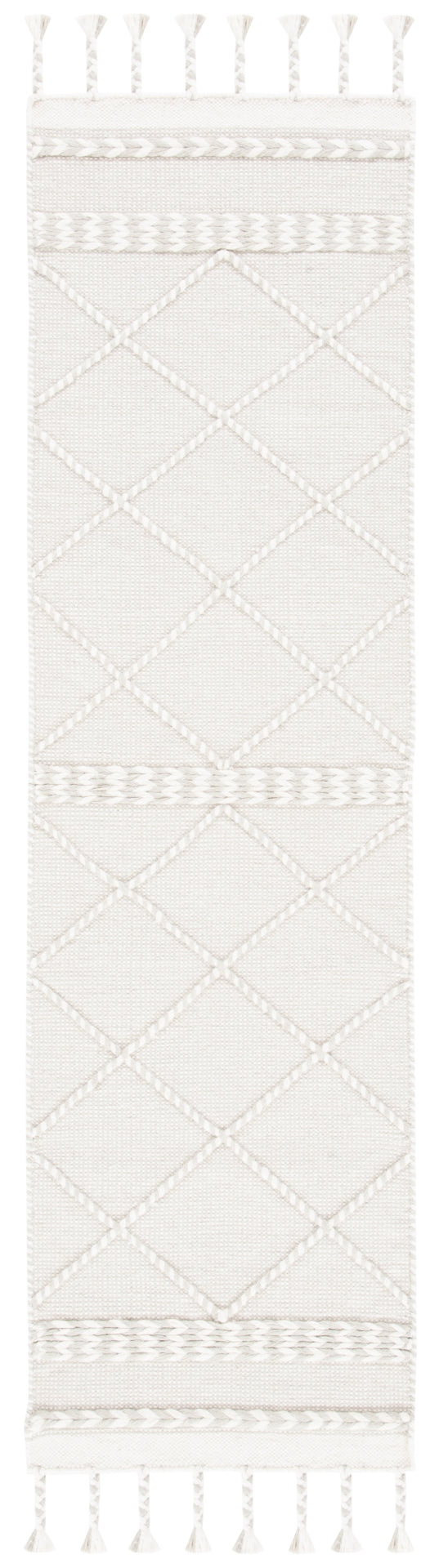 Casablanca 575 With Tassel Handloomed 80% Wool, 20% Cotton Bohemian Rug Silver / Ivory 80% WOOL, 20% COTTON CSB575G-28