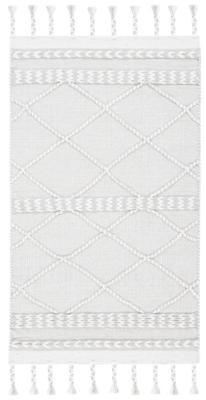 Casablanca 575 With Tassel Handloomed 80% Wool, 20% Cotton Bohemian Rug Silver / Ivory 80% WOOL, 20% COTTON CSB575G-3