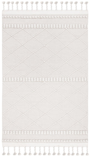 Casablanca 575 With Tassel Handloomed 80% Wool, 20% Cotton Bohemian Rug Silver / Ivory 80% WOOL, 20% COTTON CSB575G-5