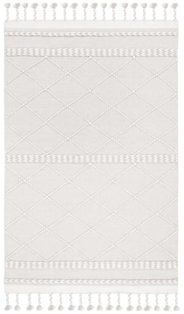 Casablanca 575 With Tassel Handloomed 80% Wool, 20% Cotton Bohemian Rug Silver / Ivory 80% WOOL, 20% COTTON CSB575G-5