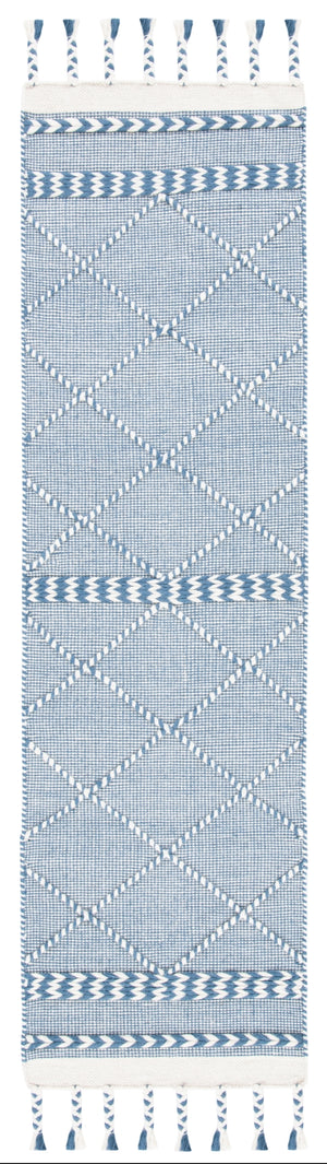 Casablanca 575 With Tassel Handloomed 80% Wool, 20% Cotton Bohemian Rug Blue / Ivory 80% WOOL, 20% COTTON CSB575N-28