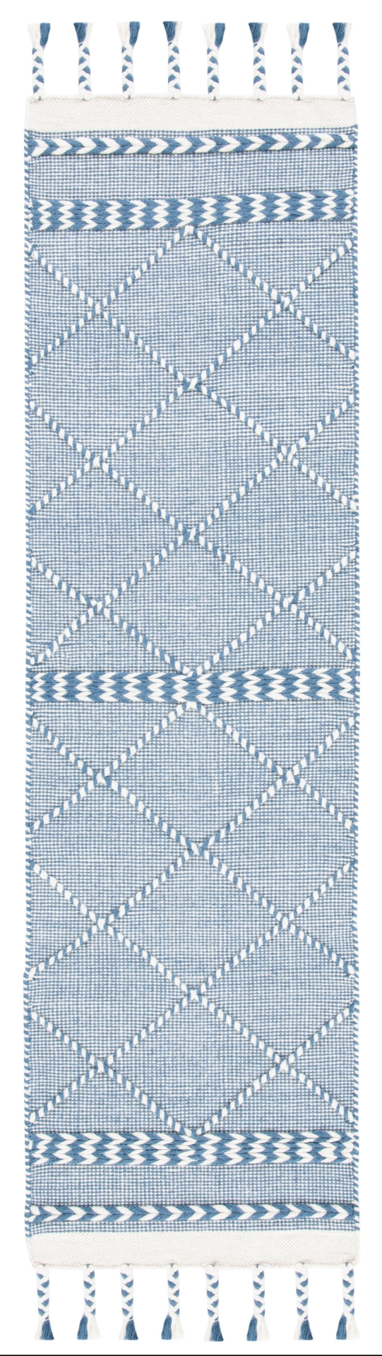 Casablanca 575 With Tassel Handloomed 80% Wool, 20% Cotton Bohemian Rug Blue / Ivory 80% WOOL, 20% COTTON CSB575N-28