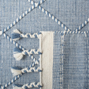 Casablanca 575 With Tassel Handloomed 80% Wool, 20% Cotton Bohemian Rug Blue / Ivory 80% WOOL, 20% COTTON CSB575N-5