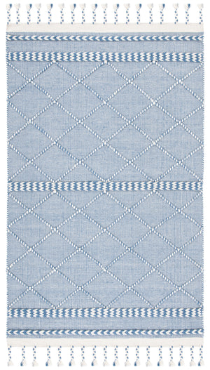 Casablanca 575 With Tassel Handloomed 80% Wool, 20% Cotton Bohemian Rug Blue / Ivory 80% WOOL, 20% COTTON CSB575N-5