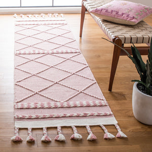 Casablanca 575 With Tassel Handloomed 80% Wool, 20% Cotton Bohemian Rug Pink / Ivory 80% WOOL, 20% COTTON CSB575U-28