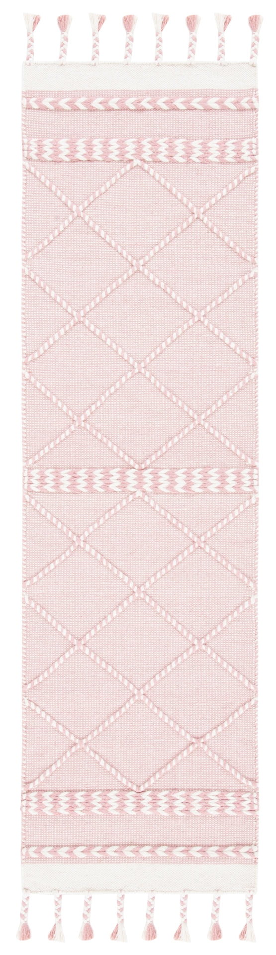 Casablanca 575 With Tassel Handloomed 80% Wool, 20% Cotton Bohemian Rug Pink / Ivory 80% WOOL, 20% COTTON CSB575U-28
