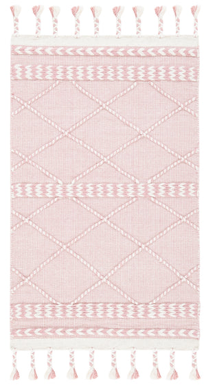 Casablanca 575 With Tassel Handloomed 80% Wool, 20% Cotton Bohemian Rug Pink / Ivory 80% WOOL, 20% COTTON CSB575U-3