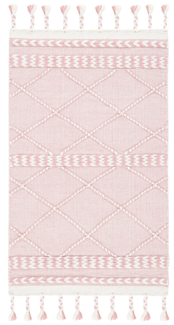 Casablanca 575 With Tassel Handloomed 80% Wool, 20% Cotton Bohemian Rug Pink / Ivory 80% WOOL, 20% COTTON CSB575U-3