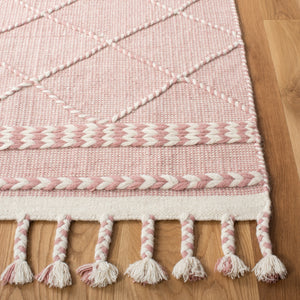 Casablanca 575 With Tassel Handloomed 80% Wool, 20% Cotton Bohemian Rug Pink / Ivory 80% WOOL, 20% COTTON CSB575U-5