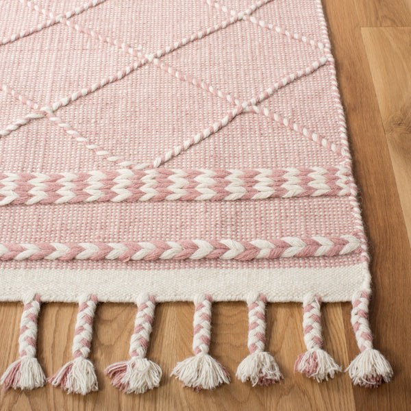 Casablanca 575 With Tassel Handloomed 80% Wool, 20% Cotton Bohemian Rug Pink / Ivory 80% WOOL, 20% COTTON CSB575U-5