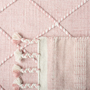 Casablanca 575 With Tassel Handloomed 80% Wool, 20% Cotton Bohemian Rug Pink / Ivory 80% WOOL, 20% COTTON CSB575U-5