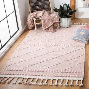 Casablanca 575 With Tassel Handloomed 80% Wool, 20% Cotton Bohemian Rug Pink / Ivory 80% WOOL, 20% COTTON CSB575U-5
