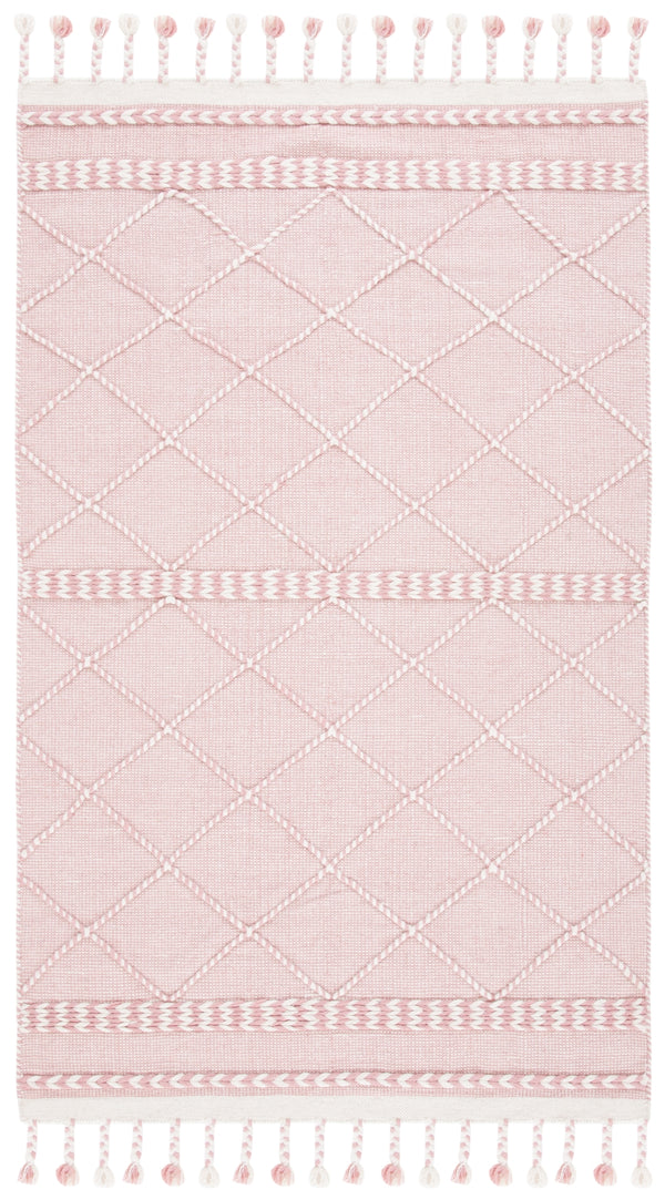Casablanca 575 With Tassel Handloomed 80% Wool, 20% Cotton Bohemian Rug Pink / Ivory 80% WOOL, 20% COTTON CSB575U-5