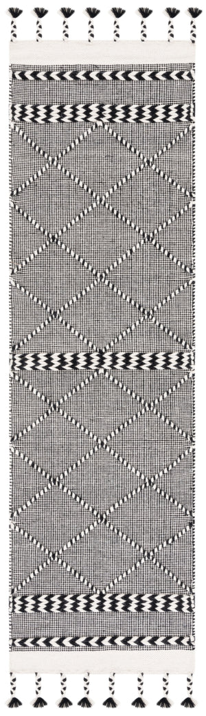 Casablanca 575 With Tassel Handloomed 80% Wool, 20% Cotton Bohemian Rug Black / Ivory 80% WOOL, 20% COTTON CSB575Z-28