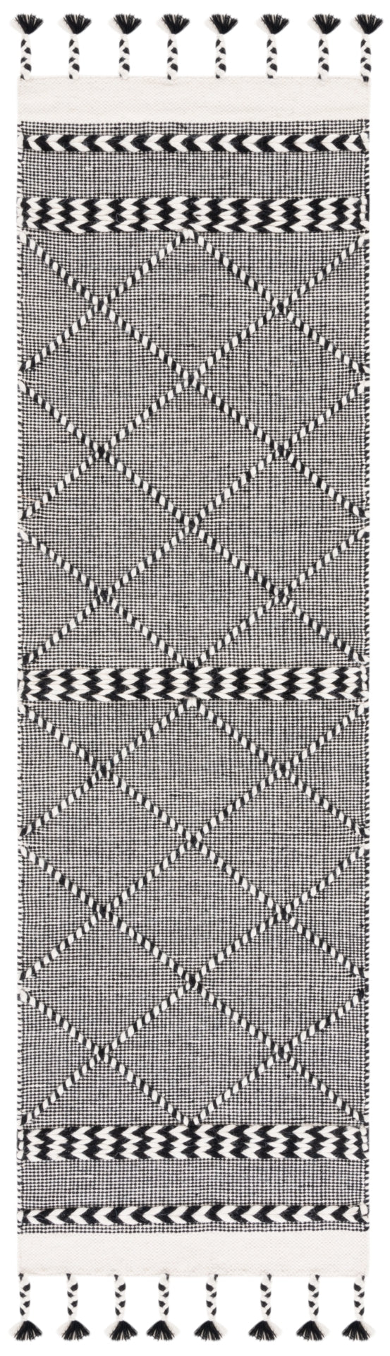 Casablanca 575 With Tassel Handloomed 80% Wool, 20% Cotton Bohemian Rug Black / Ivory 80% WOOL, 20% COTTON CSB575Z-28