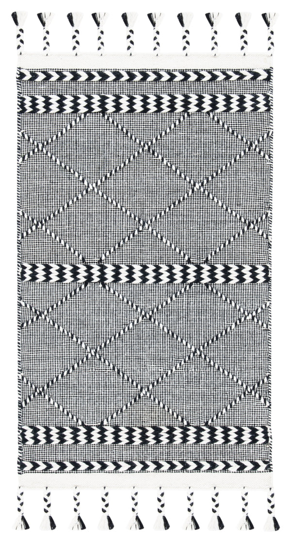 Casablanca 575 With Tassel Handloomed 80% Wool, 20% Cotton Bohemian Rug Black / Ivory 80% WOOL, 20% COTTON CSB575Z-3