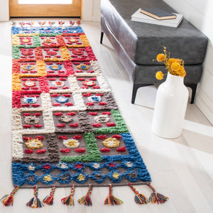 Casablanca 576 With Tassel Handloomed 80% Wool, 20% Cotton Bohemian Rug Blue / Green 80% WOOL, 20% COTTON CSB576N-28