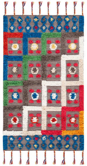 Casablanca 576 With Tassel Handloomed 80% Wool, 20% Cotton Bohemian Rug Blue / Green 80% WOOL, 20% COTTON CSB576N-3