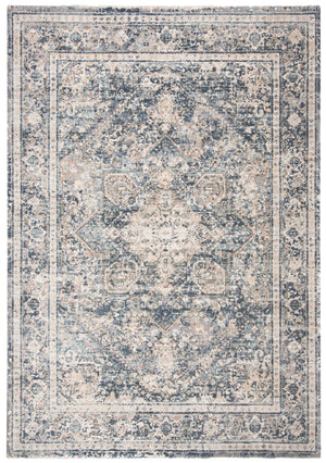 Cosmopolitan 600 Cosmopolitan 689 Contemporary Powerloomed 50% Polyester - 50% Polypropylene Rug in Cream, Blue 8ft x 10ft