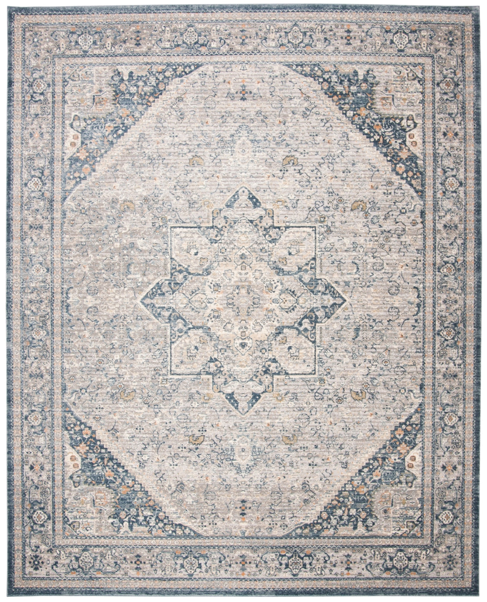 Cosmopolitan 600 Cosmopolitan 689 Contemporary Powerloomed 50% Polyester - 50% Polypropylene Rug in Cream, Blue 8ft x 10ft