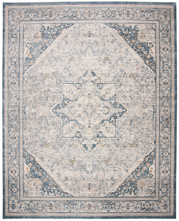 Cosmopolitan 600 Cosmopolitan 689 Contemporary Powerloomed 50% Polyester - 50% Polypropylene Rug in Cream, Blue 8ft x 10ft