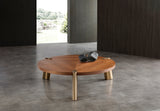 Mimeo Large Round Coffee Table, Walnut Veneer Top Lacquered In Original Color, Legs Brushed Sta...