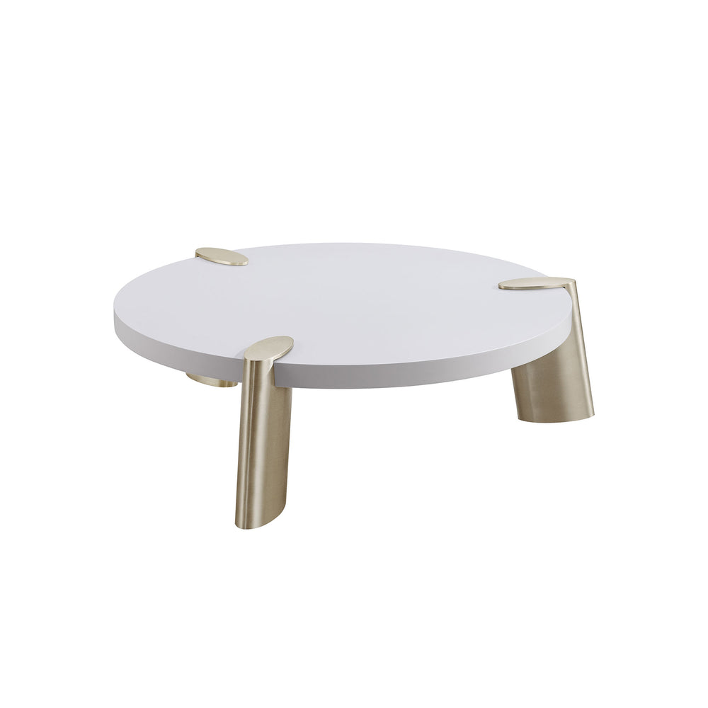 Mimeo Round Coffee Table, Matt White Top.