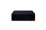 Cube Square Coffee Table Black Marble High Gloss, With Casters