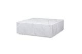 Cube Square Coffee Table White Marble High Gloss, With Casters