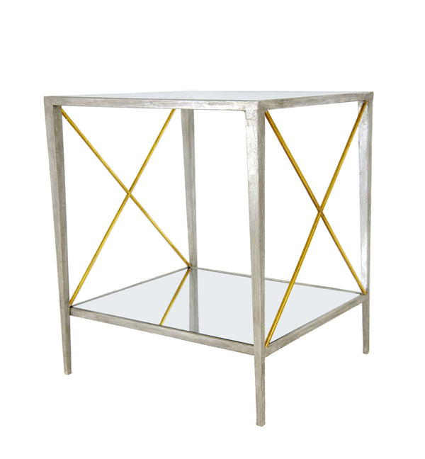 Zeugma CT304A Silver and Gold Square Side Table
