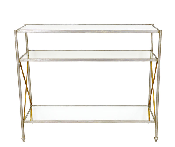 Zeugma CT311 Silver Console Table with 3 Shelves