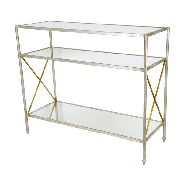 Zeugma CT311 Silver Console Table with 3 Shelves