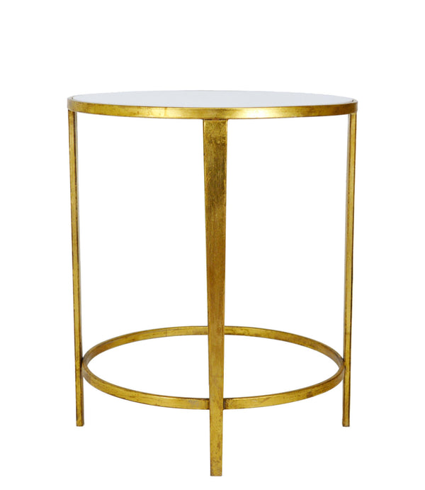 Zeugma CT323 Gold Round Side Table with Stone Top