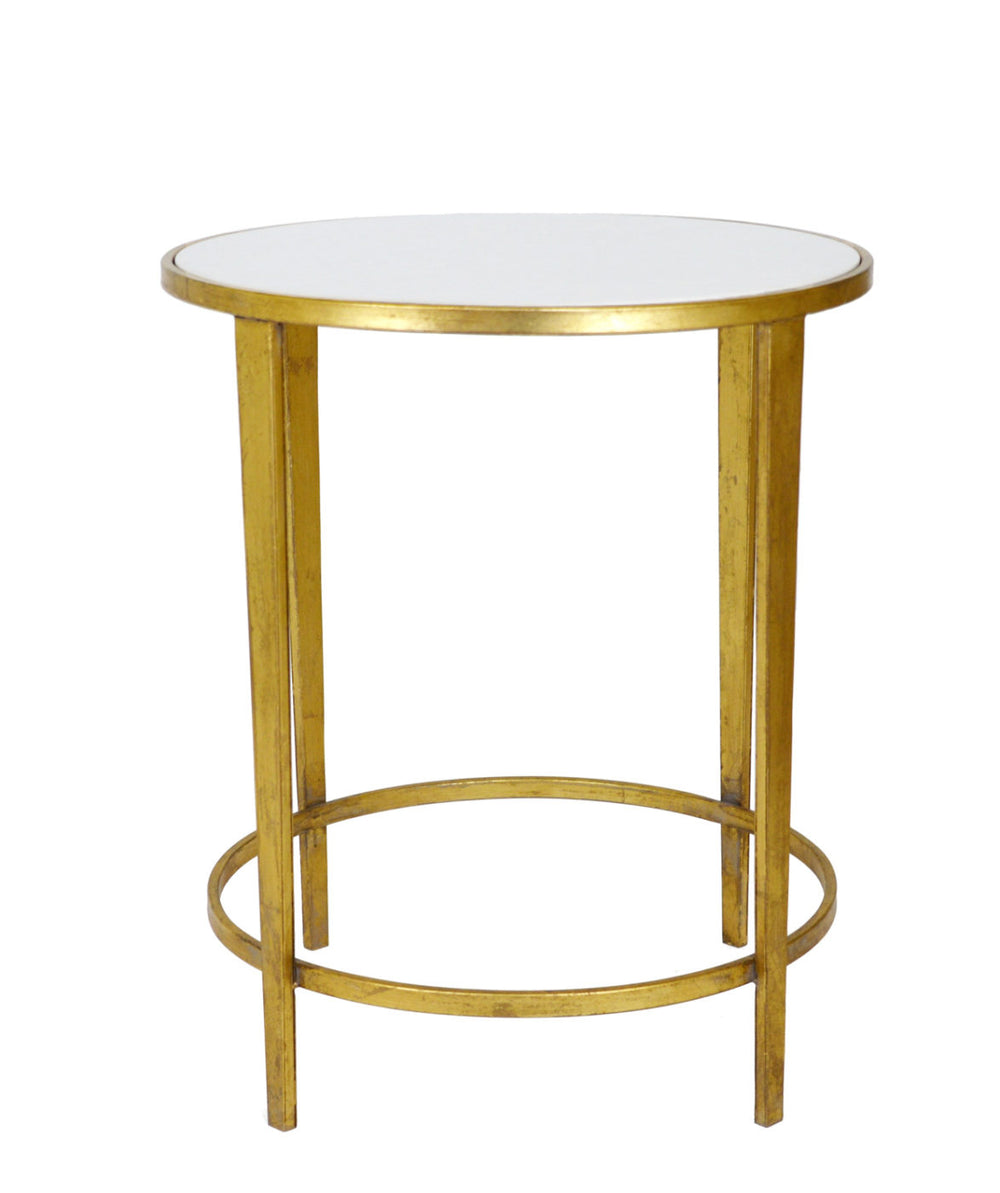 Zeugma CT323 Gold Round Side Table with Stone Top