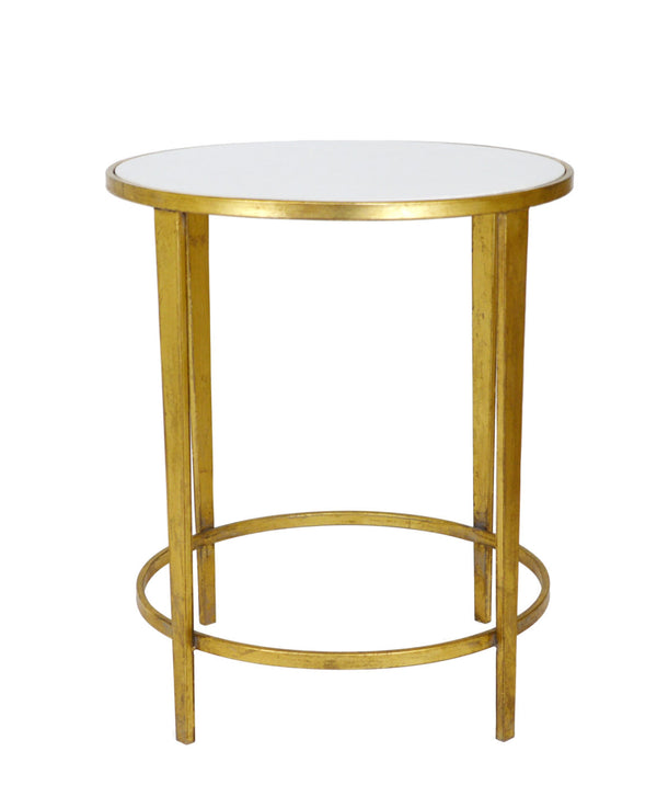 Zeugma CT323 Gold Round Side Table with Stone Top