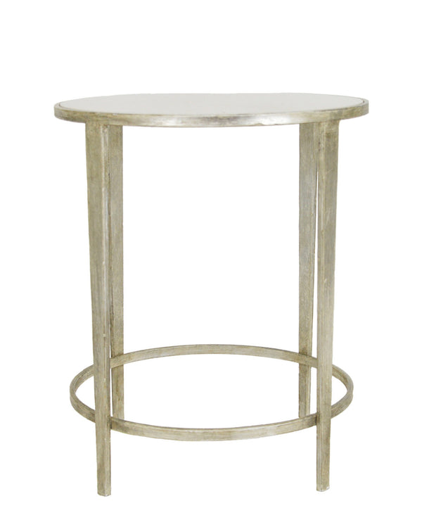 Zeugma CT323 Silver Round Side Table with Stone Top