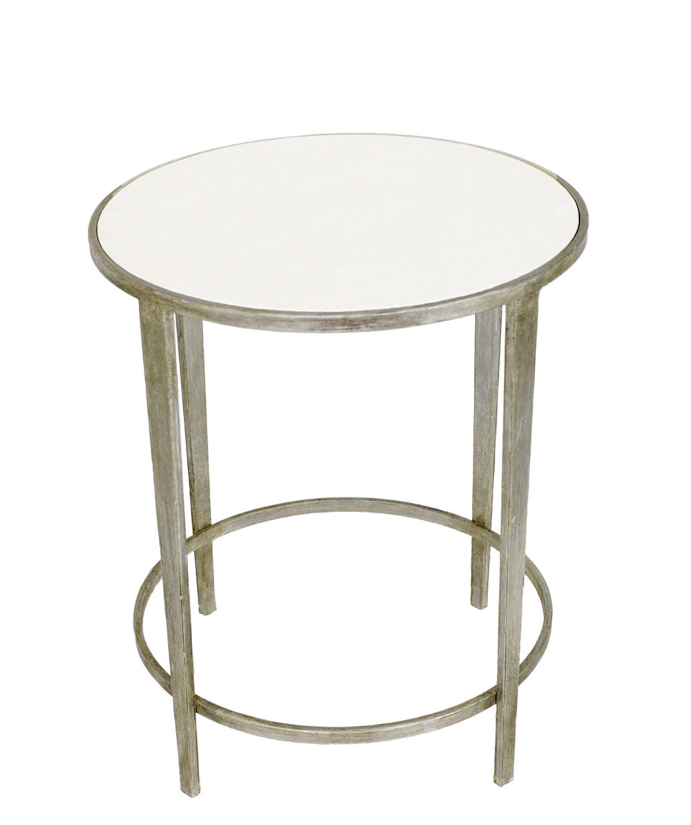 Zeugma CT323 Silver Round Side Table with Stone Top
