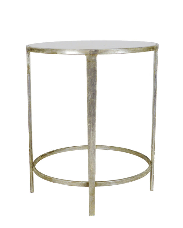 Zeugma CT323 Silver Round Side Table with Stone Top